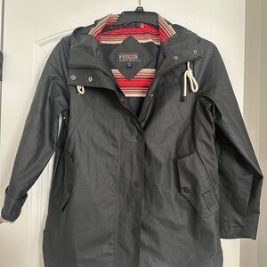 XS Pendleton Black Utility Rain Jacket with Striped Lining
